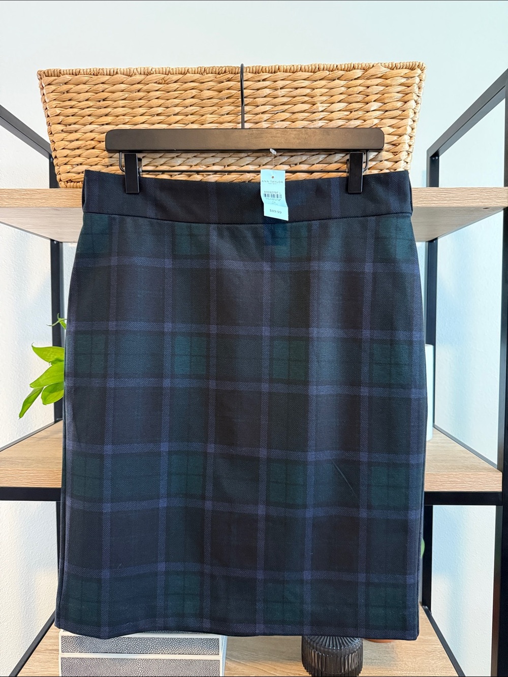 NWT Ann Taylor Factory Ponte Knit Plaid Career Pencil Skirt, 12P